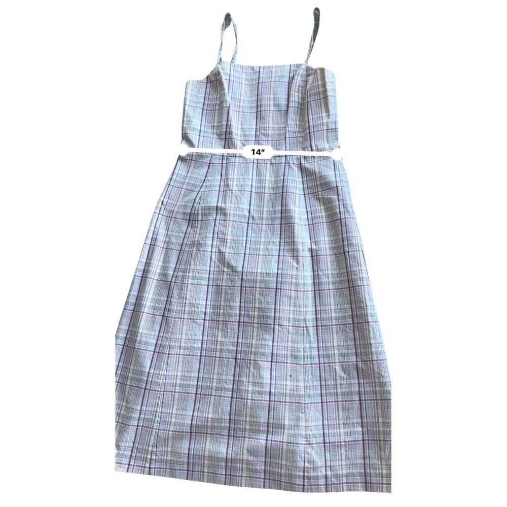 J Crew Plaid Cotton Midi Sundress Womens Size 4 Pink Tan Lined Coastal Preppy - Picture 9 of 12